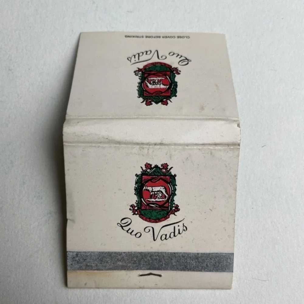 Quo Vadis NYC Matchbook Vintage 30 Strike Unused Mid-Century NYC Restaurant RARE